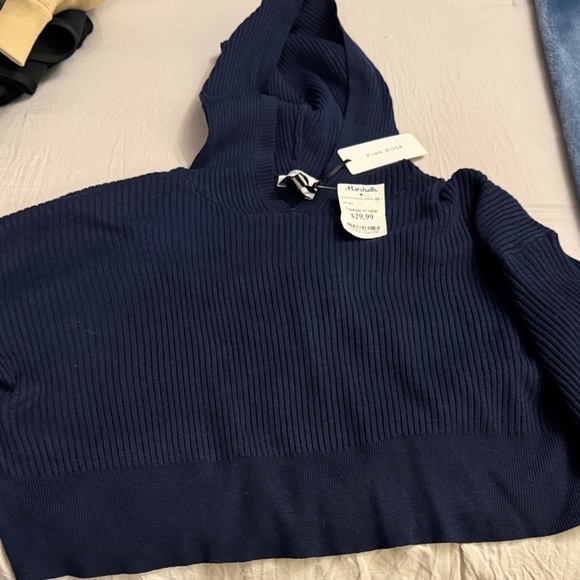 Pink Rose Deep Blue Ribbed Sweater - Picture 4 of 4